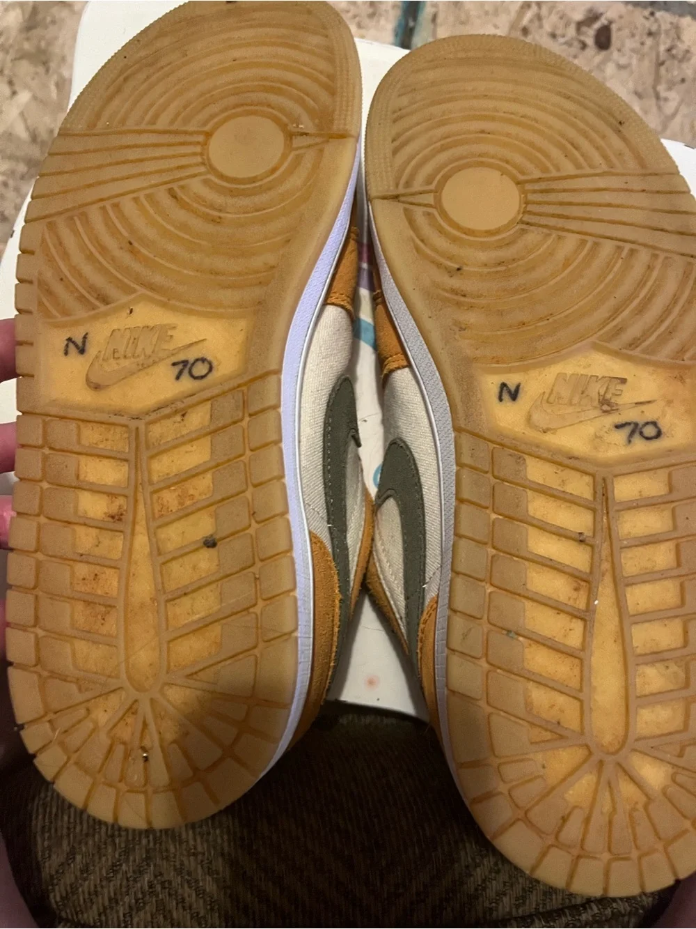 Jordan Low-Top Sneakers in Mustard Yellow, Cream, Army Green